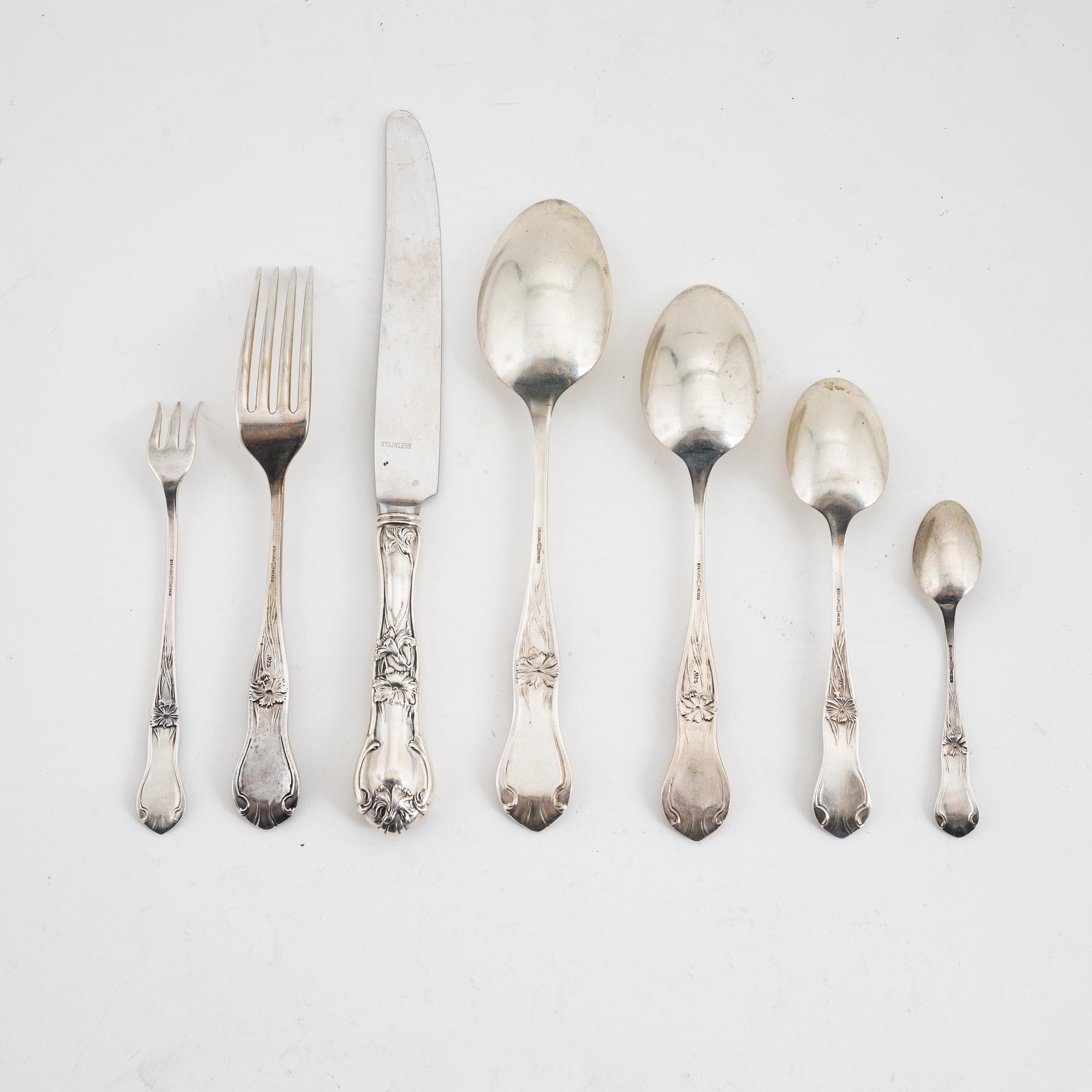 A 51-piece sterling silver cutlery service, Pesa, Mexico.