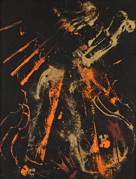 FERNANDEZ ARMAN, Serigraphy in three colors on black vellum paper laid on canvas, signed.