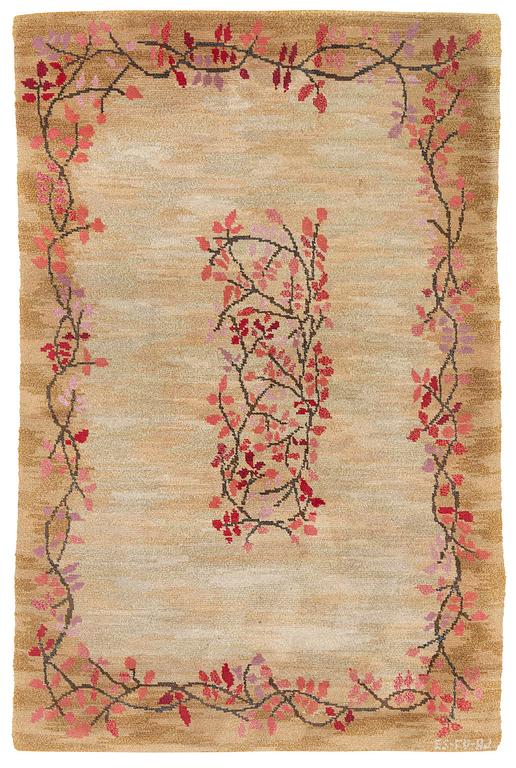 A knotted pile carpet, c. 275 x 177 cm, signed ES-FV-AJ.