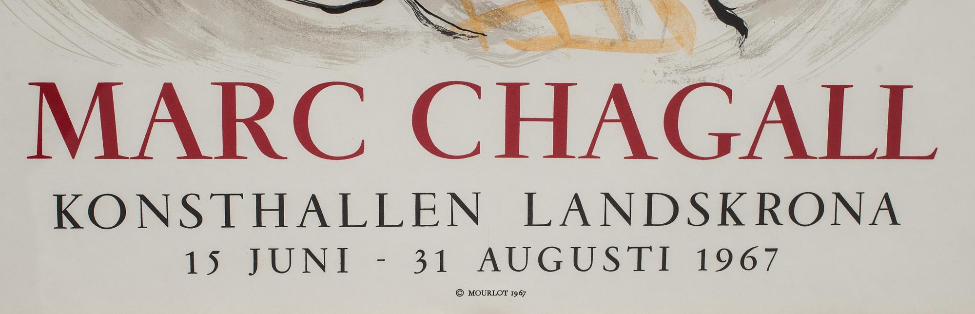 MARC CHAGALL, efter, affisch, Borstahusens Konsthall, Mourlot 1967.
