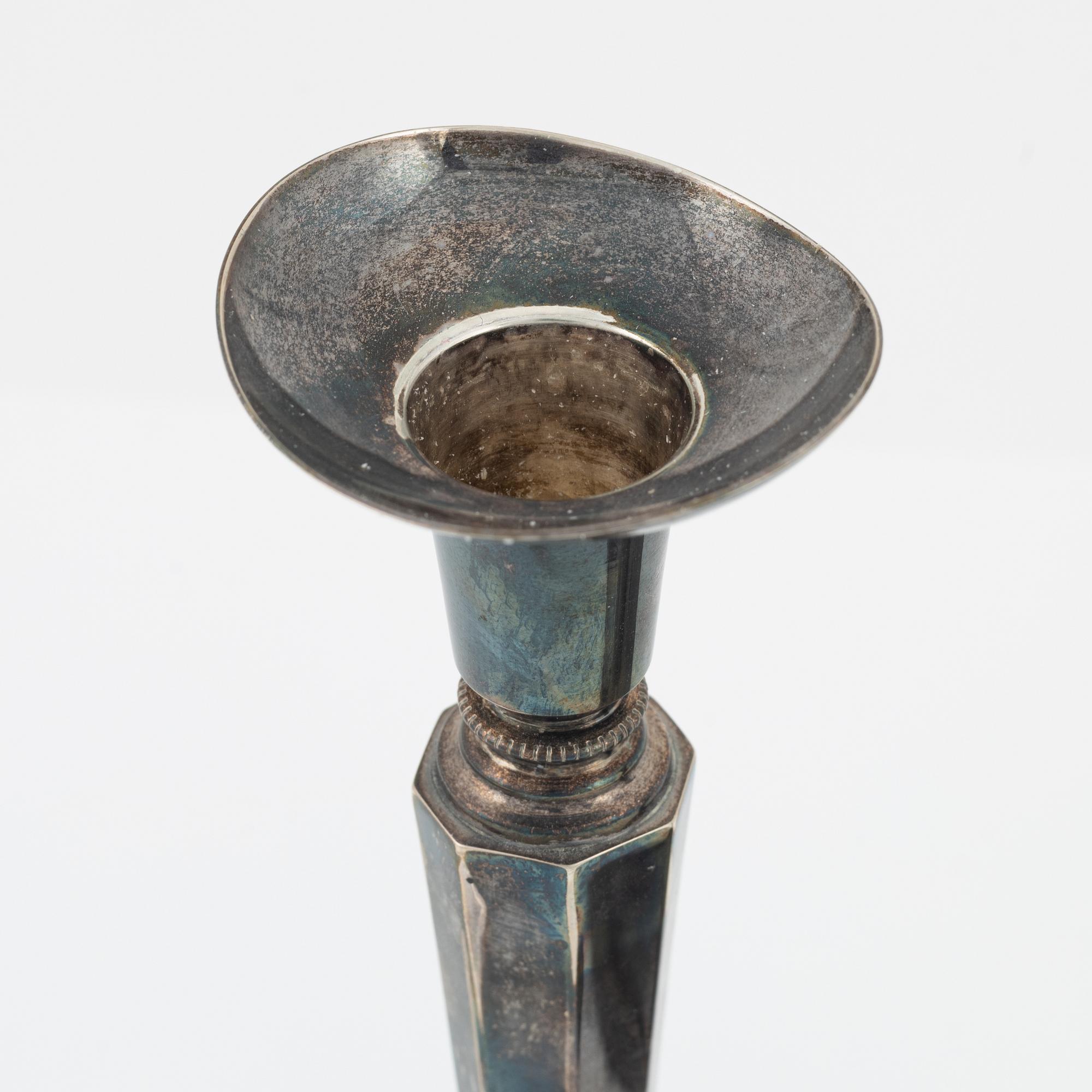 Eric Löfman, ljusstakar, ett par, silver, MGAB, Uppsala, 1966.