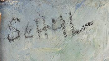 JULES SCHYL, oil on panel signed and dated 1949.