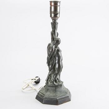 AXEL GUTE, bordslampa, 1920-tal, brons.