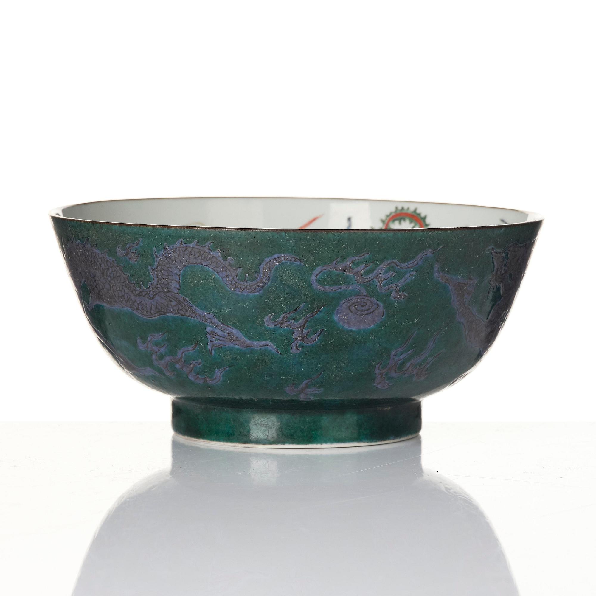 Skål, porslin. Qingdynastin, Kangxi (1662-1722).