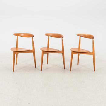 Hans J Wegner, a set of six 'Heart chairs' from Fritz Hansen, Denmark, 1950's/60's.