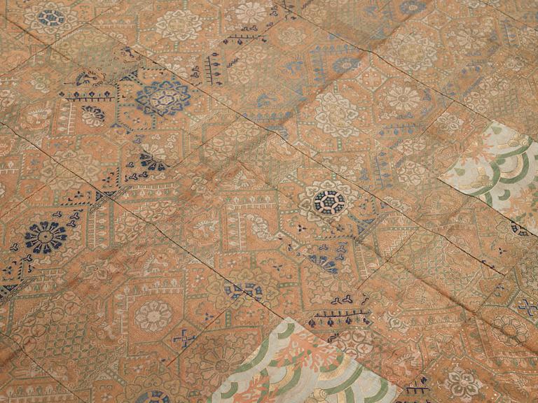 A patchwork blanket with Japanese silk brocade, Meiji period (1868-1912).