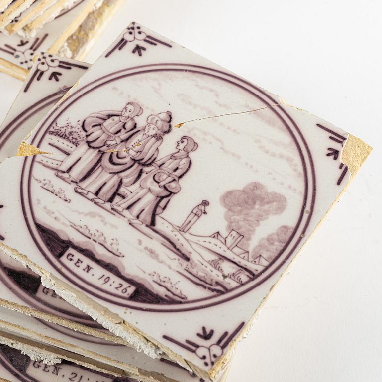 20 ceramic tiles, Delft, 20th century.