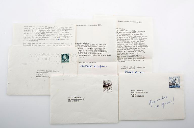 Astrid Lindgren, letters 10 pcs, 1982-83 and 1991.