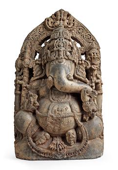 A stone figure of Ganesha, India, Karnataka, Hoysala period, 11/12th Century.