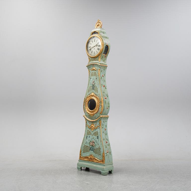 A Swedish painted Rococo longcase clock mid 1700's.