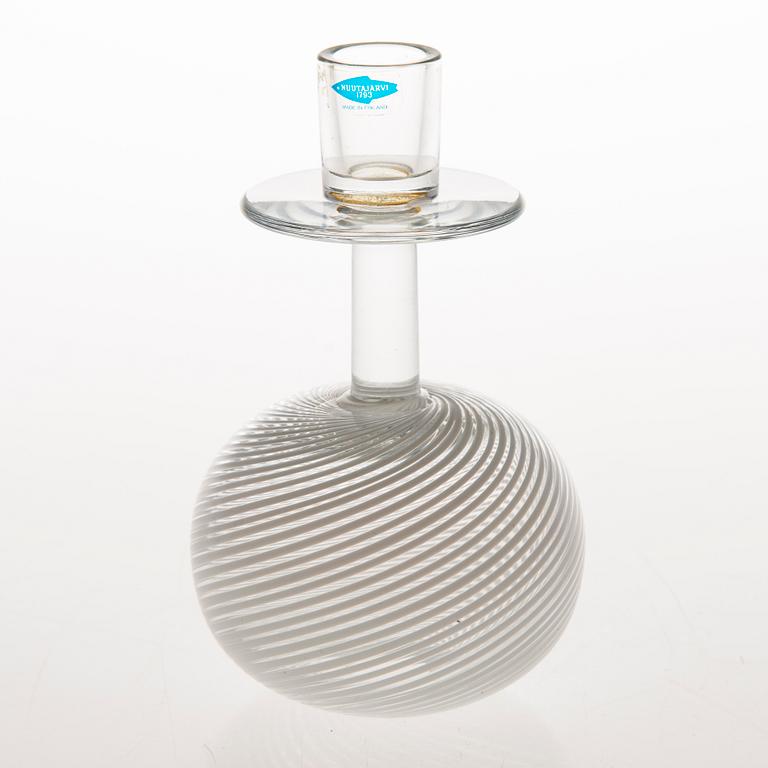HEIKKI ORVOLA, Ljusstake, glas, signerad Heikki Orvola Nuutajärvi/Notsjö.
