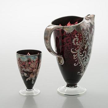 Two similar glass sets, Middle European 1950s.