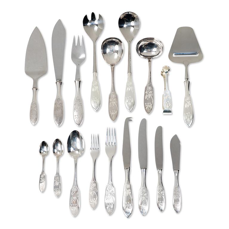 A Swedish silver cutlery set, “Tornedal”, including mark of Mema Guld & Silver AB, Lidköping, 1977 (99 pieces).