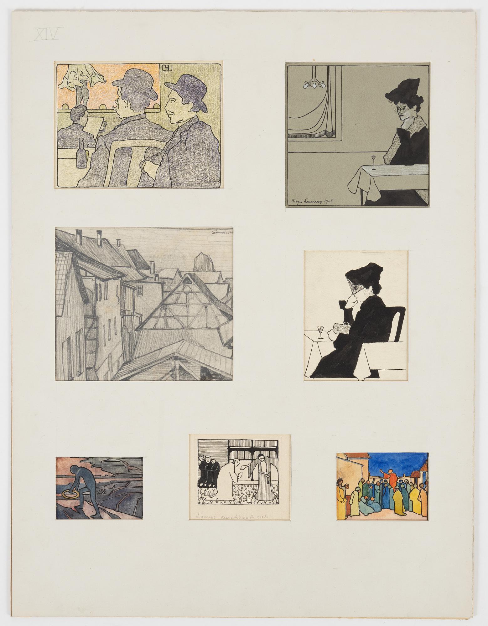 Birger Simonsson, portfolio with 62 drawings. watercolours, pencildrawings.