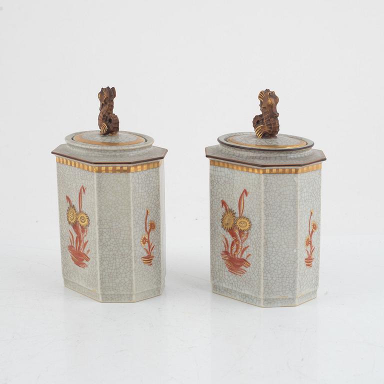 A pair of porcelain tea caddies, Royal Copenhagen, Denmark.