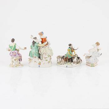 Meissen, figurines, 4 pcs, porcelain, circa 1900.