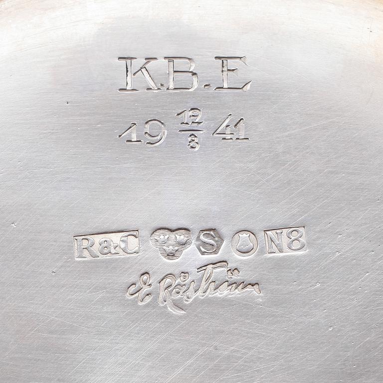 KAFFESERVIS, 3 delar, silver, Eric Råström, Stockholm 1939. Total vikt ca 1194 g.
