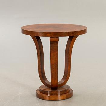 A walnut Art Deco style side table alter part of the 20t  century.