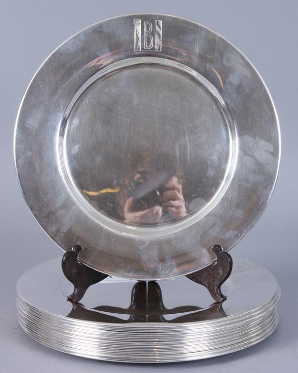 KUVERTTALLRIKAR, 12 st, silver, Jal, 1970-tal. Vikt 6734 gram.