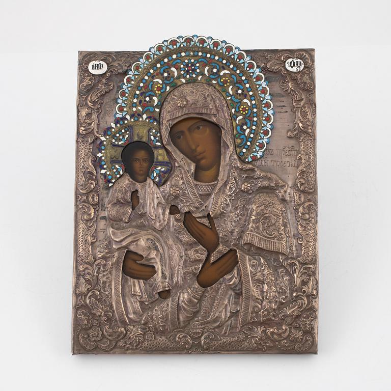 Icon, rizza/enamel,  late 1800's.