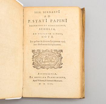 BOOK, The Works of Statius, 1595.