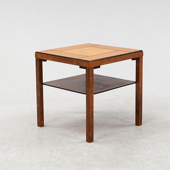 A birch and elmwood veneered side table, 1930's.