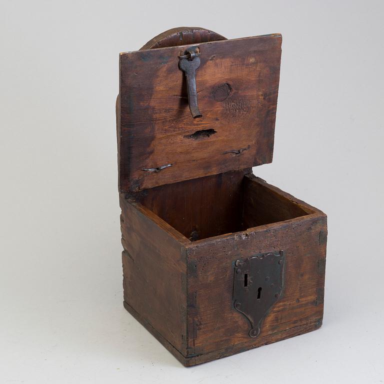 A WOODEN OFFERING BOX, probably 17th century.
