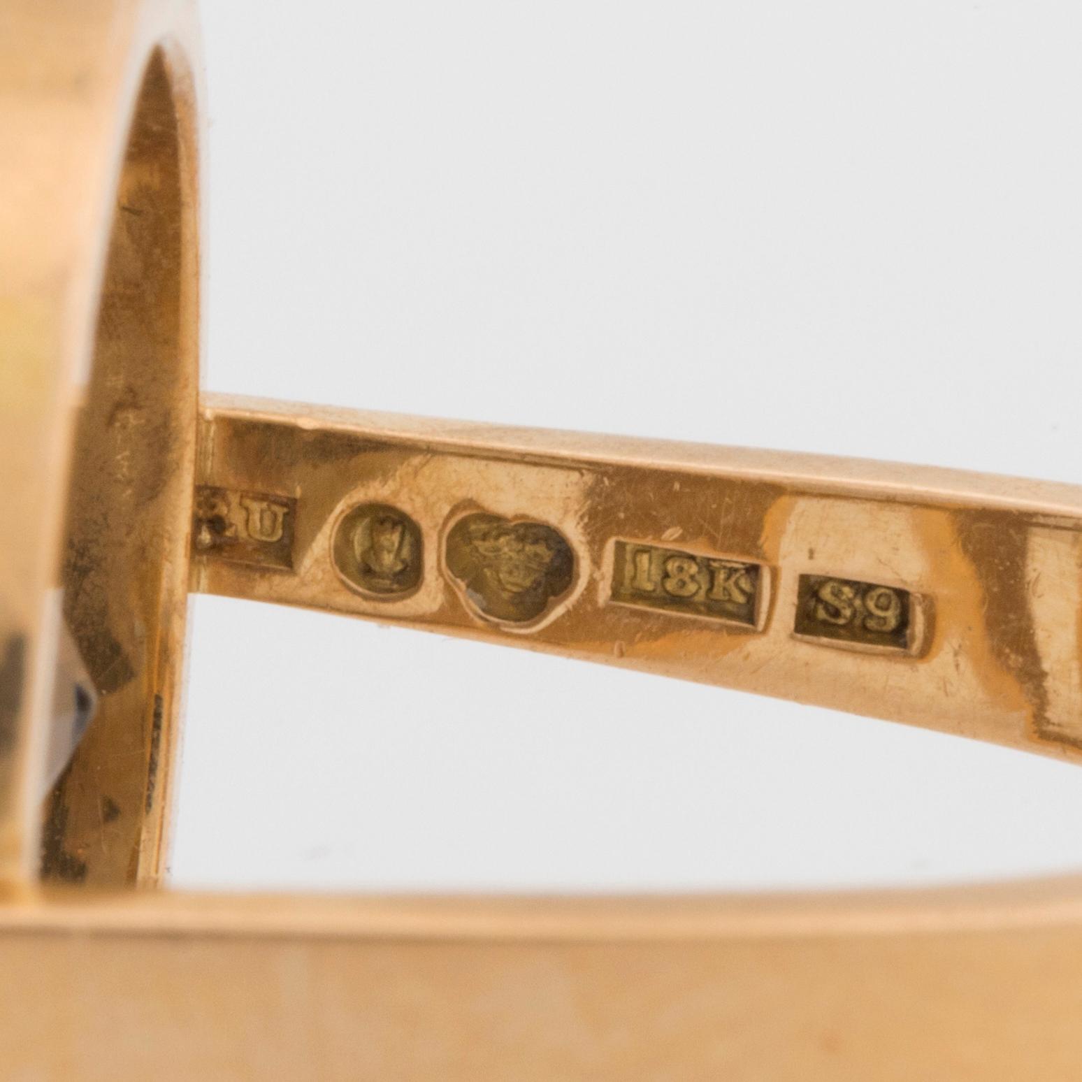 REY URBAN ring 18K med stor rökkvarts 1968.