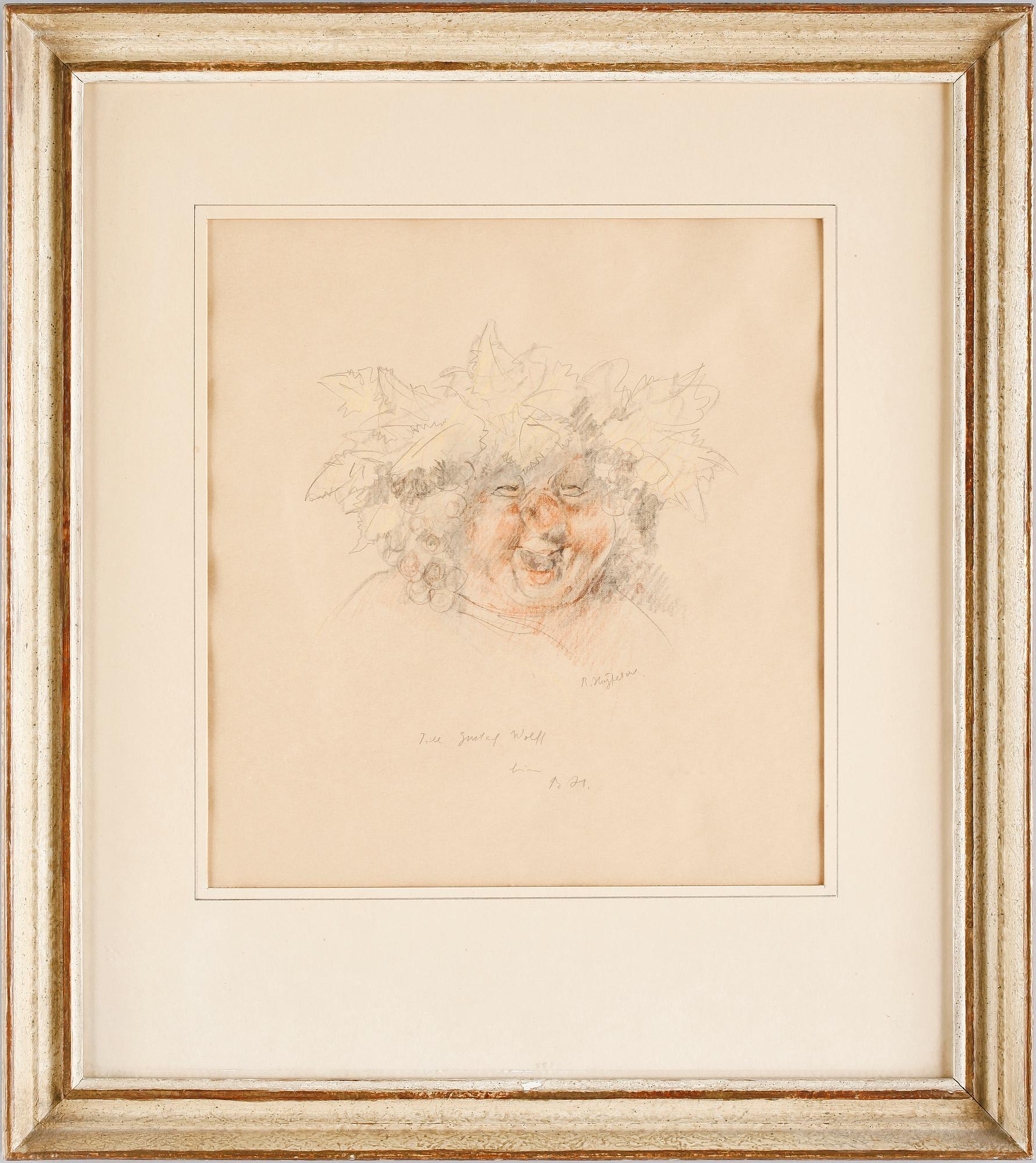 ROBERT HÖGFELDT. Krita på papper.  Signerad R. Högfeldt.