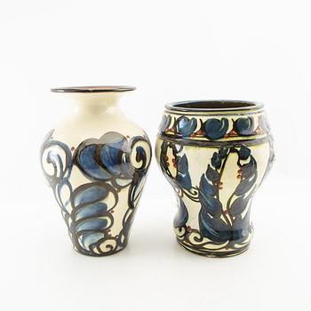 Vases 4 pcs Annashaab ceramic factory Denmark 1910s/1920s glazed pottery.
