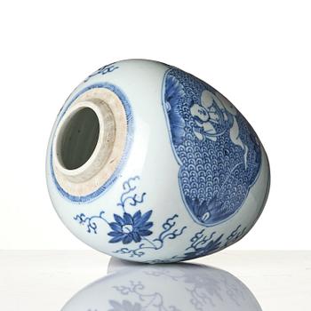A blue and white 'boys' jar, Qing dynasty, 18th century.