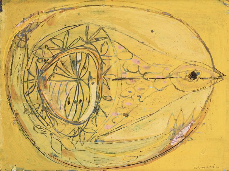 CO Hultén, mixed media on cardboard, signed and executed 1952.