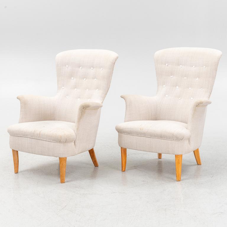 A pair of Carl Malmsten  "Gamla stan",armchairs.