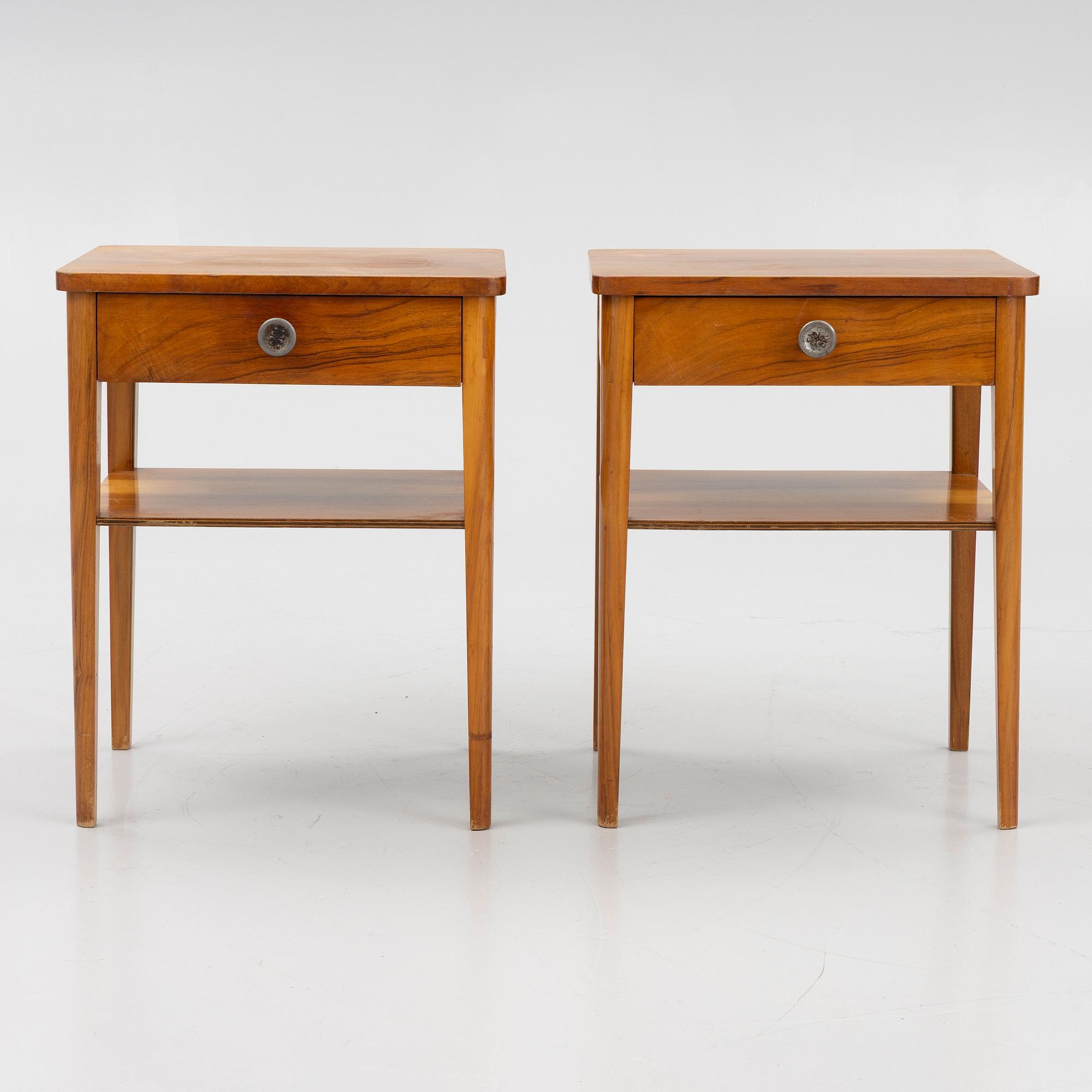Bedside tables, a pair, Swedish Modern, 1940s-50s.
