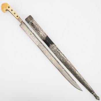 A Turkish sword with Yataghan hilt, 19th Century.