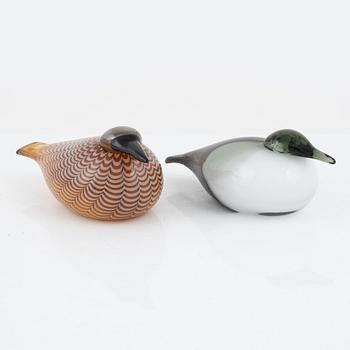 Oiva Toikka, glasfåglar, 2 st, Nuutajärvi Notsjö, Finland.