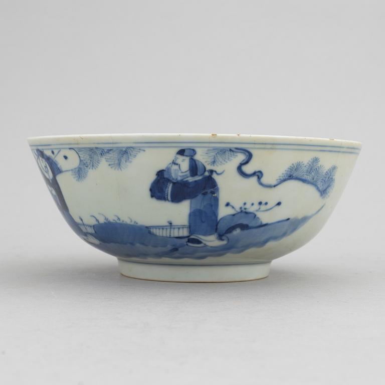 A Chinese blue and white porcelain 'scholars' bowl, Qing dynasty, 19th Century.