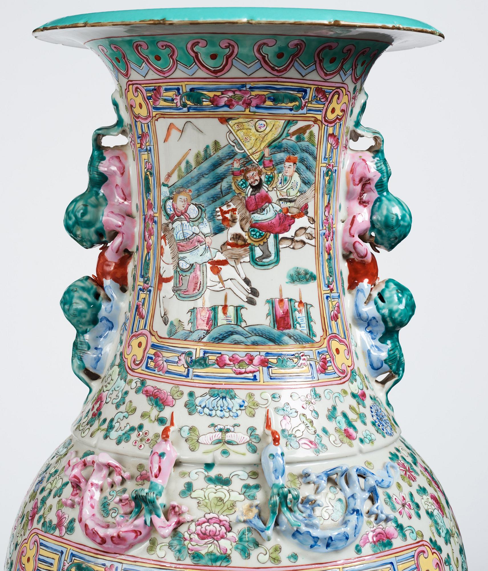 A massive Canton vase, late Qing dynasty.