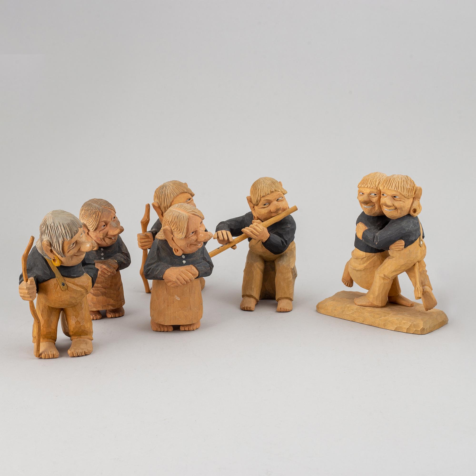 HERMAN ROSELL, sculptures, wood, 10, signed and dated 1951-1959.