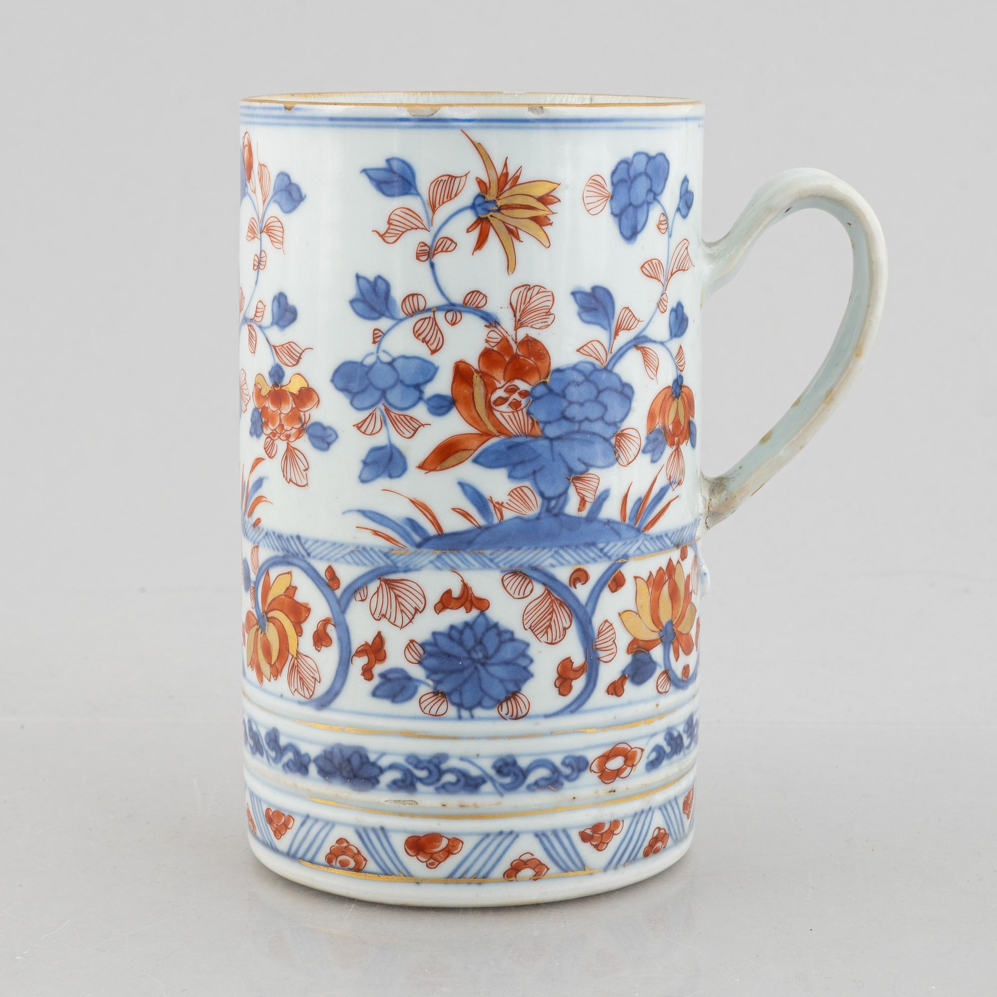 Mugg, porslin, Kina, Qingdynastin, Kangxi (1662-1722).