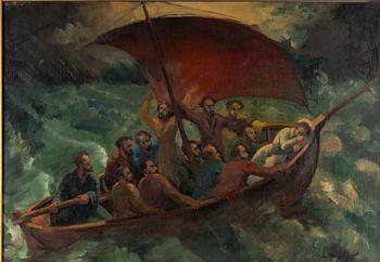 Philippe de Rougemont, Jesus and His Disciples on a Boat on the Sea of Galilee.