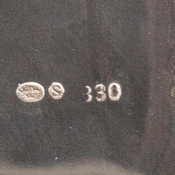A 20th century German three parts silver tea service with Swedish import stamps.