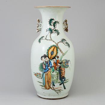 A Chinese famille rose figural porcelain vase, early 20th century.