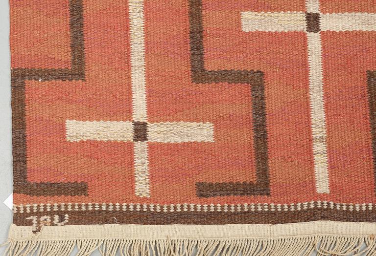 RUG. Flat weave. 238 x 145,5 cm. Signed JBV (Johanna Brunssons Vävskola).