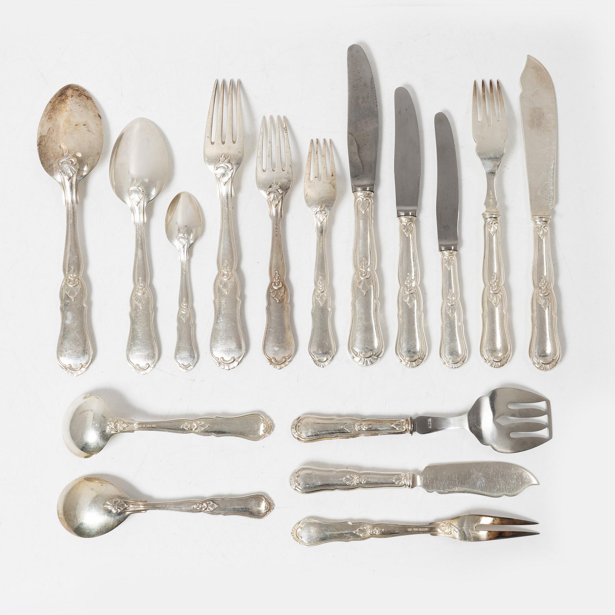 Wallin & Thorsen, bestickservis, silver, ca 157 delar, "Olga", Borås 1947.