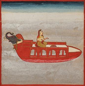 DELAR av ALBUMBLAD, två stycken. Indien, Rajasthan, Jaipur, 1800-tal.