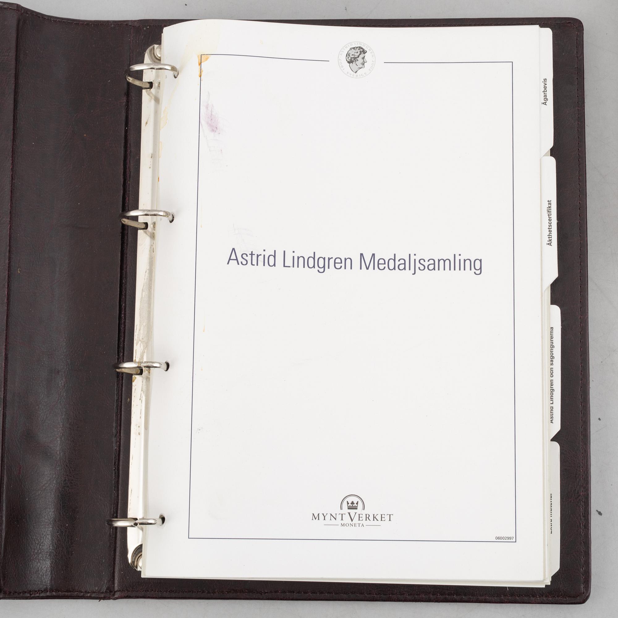 Astrid Lindgren, medaljer 11 st, finsilver, Moneta 2002.