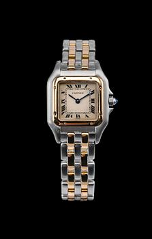 594. NAISTEN RANNEKELLO, Cartier Panthere 166921, 18K kulta, teräs kvartsikoneisto. No.048982.