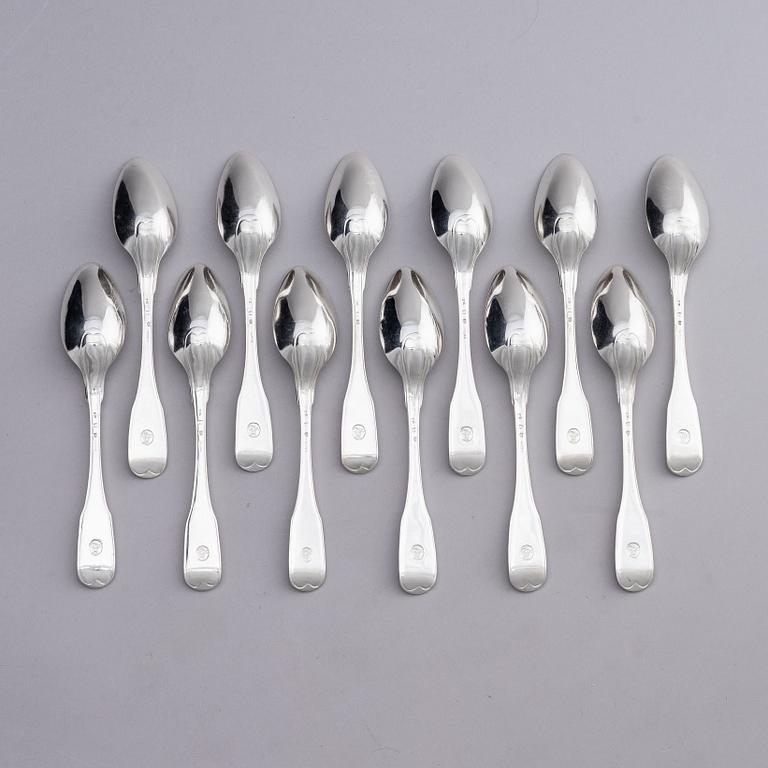 Carl Magnus Ryberg, skedar, 12 st, silver, Stockholm 1806.