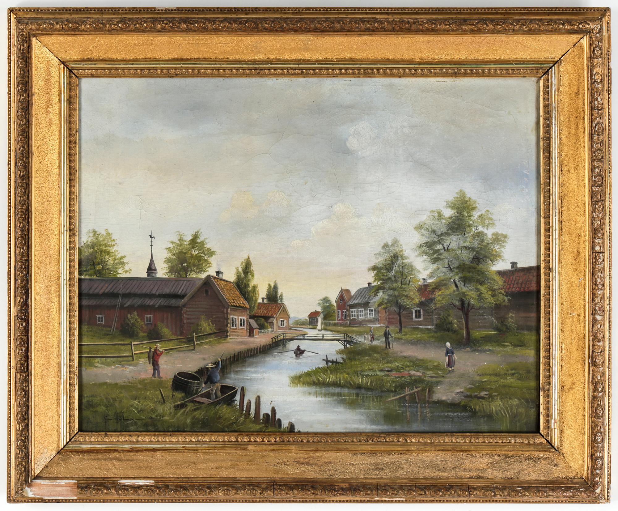 OKÄND KONSTNÄR, olja på duk, signerad, 1800-tal.